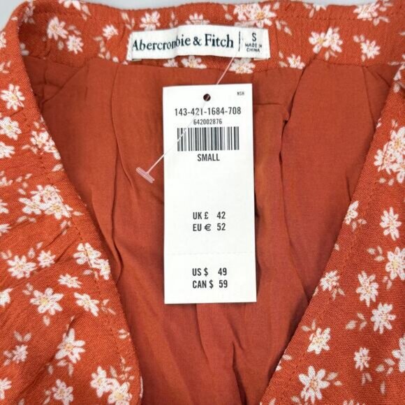 NWT ABERCROMBIE & FITCH Mini Skirt Size Small Rust Orange Floral Print - Picture 3 of 5